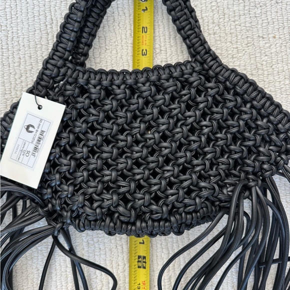 Yuzefi Mini Woven Black Basket Fringe Bag NWT - Picture 10 of 12